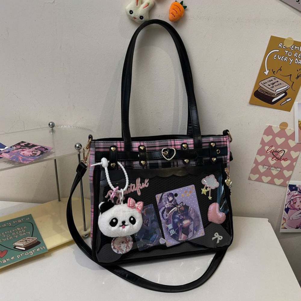 Anime Merchandise Women - กระเป๋าสะพายข้างลายการ์ตูนอนิเมะ Y2K แบบตาข่าย ความจุเยอะ สำหรับนักเรียน JK